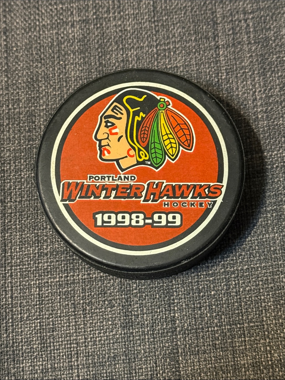 Portland Winter Hawks 1998-99 Red Hockey Puck